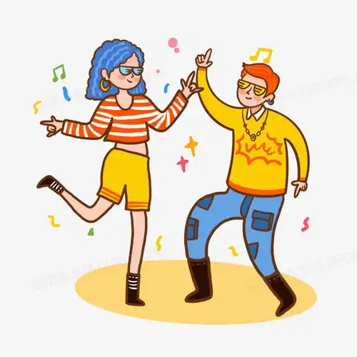 卡通手绘男女蹦迪插画元素png图片素材免费下载手绘png30003000像素