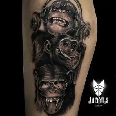 微信头像纹身不同风格的猩猩猴子纹身