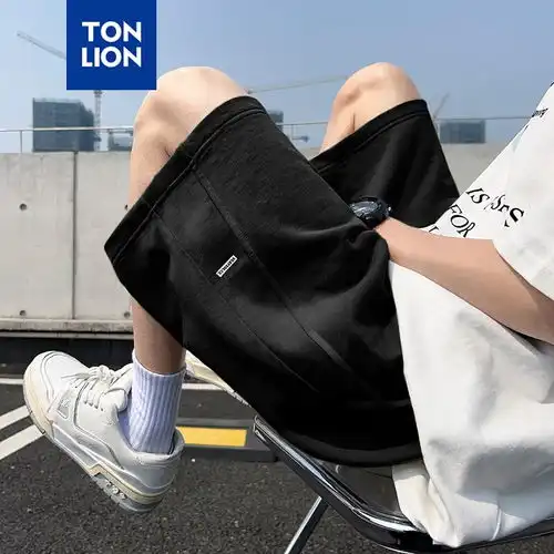 bjhg不计后果夏重磅短裤男菠萝纹潮牌美式撞色运动休闲宽松卫裤五分裤浅瓦灰xl140160斤