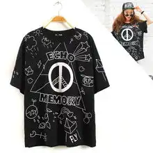 2014春夏新品大牌原宿风女式短袖t恤上装echo个性印花宽松舒适