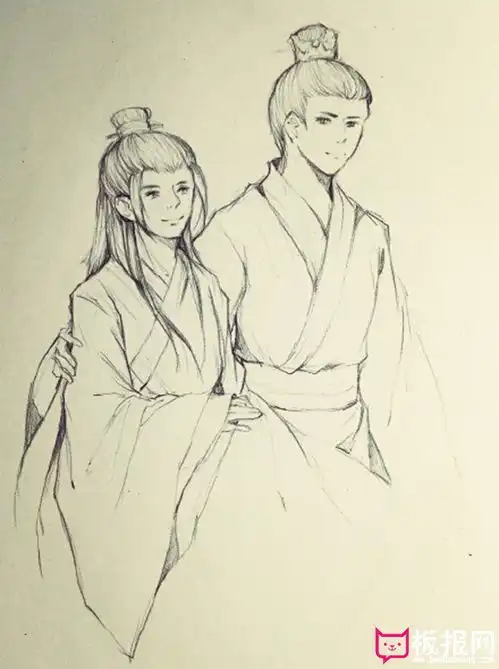 古风男子简笔画图片