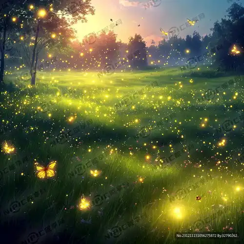 ai创作图绿色草地萤火虫的光高清图片梦幻飞来飞去唯美nipic.com