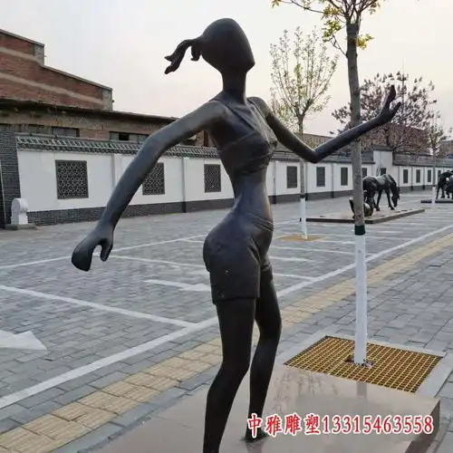 做瑜伽女孩铜雕石家庄女孩黄铜雕塑厂
