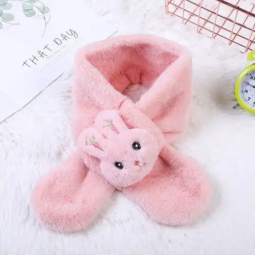 秋冬新款儿童围巾卡通小兔子婴幼儿宝宝男女童毛绒保暖加厚围巾潮