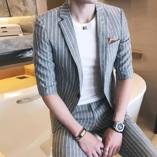 型男夏季穿搭西服,也可以帅的不要不要的