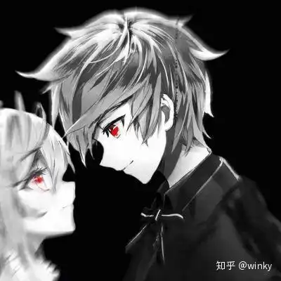 小伙伴们有没有黑白红眼睛的动漫情头