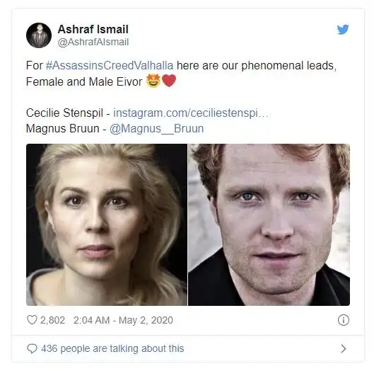 刺客信条英灵殿男女主角脸模官方已经确认