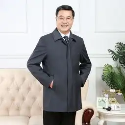 汤河之家2019春秋季男士中老年夹克男商务男装外套茄克简约宽松翻领爸爸装b