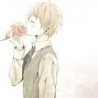 侧脸拿一朵花的男生动漫头像